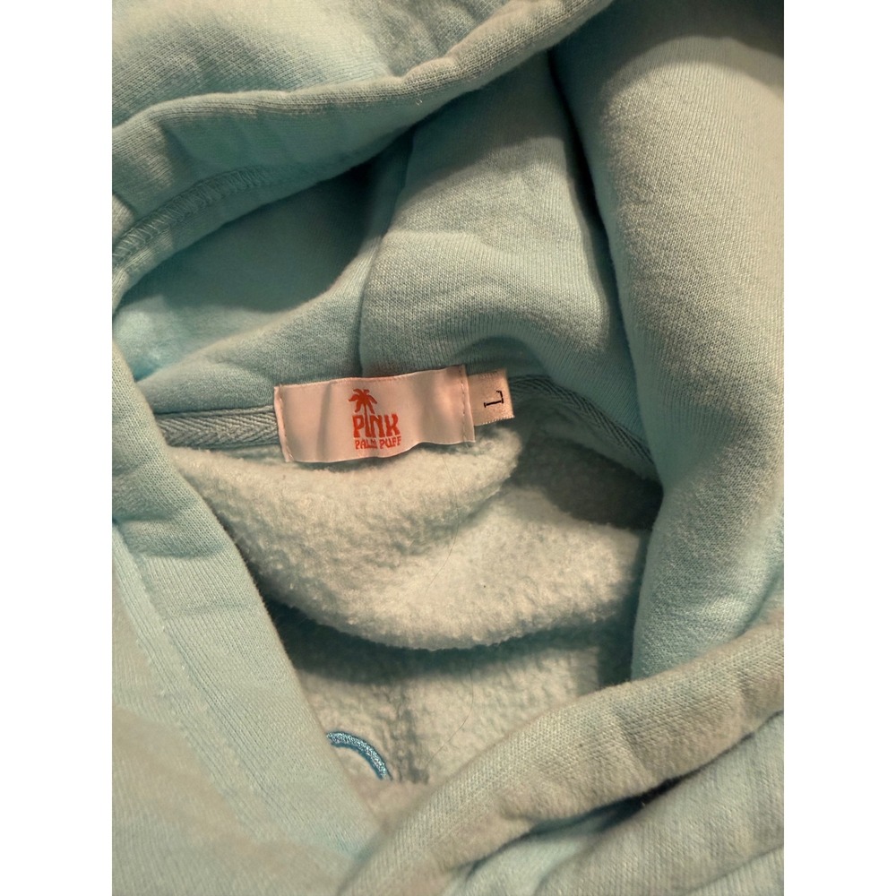Pink Palm Puff "Everything Comes in Waves" Hoodie in Blue Size Large - Picture 3 of 8
